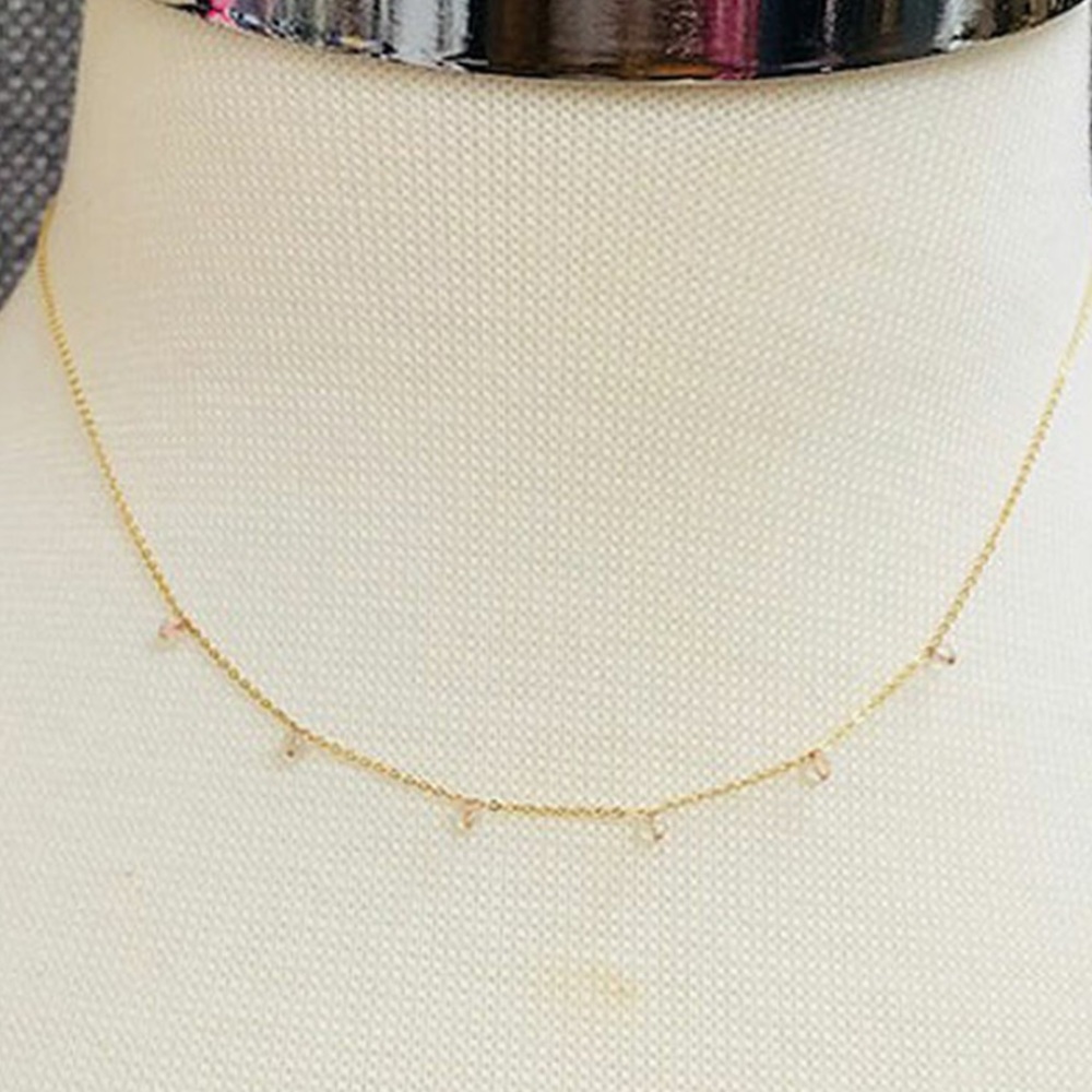 Tiny Crystal Quartz Beaded Dainty Necklace-NWT